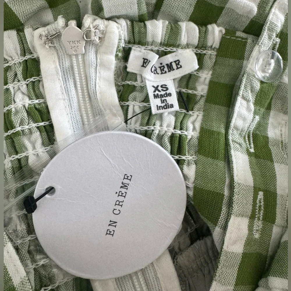 NWT Green and White Gingham Tie-Front Sundress - Picture 4 of 4